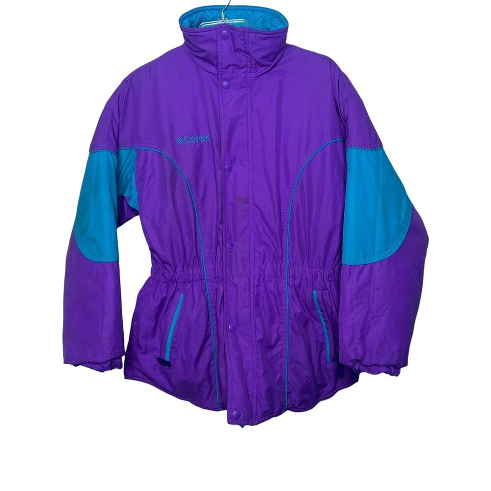 Vintage Columbia 90s 1990s Purple blue Purple and blue coat reversible